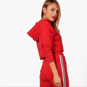 Boohoo cropped red hoodie